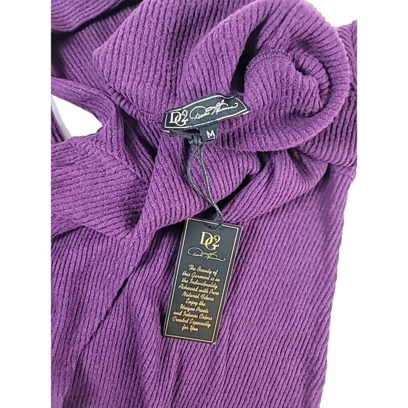 DG2 Diane Gilman Sweater Sz M Purple Turtleneck High Waist Faux Wrap Soft Knit - Picture 9 of 13